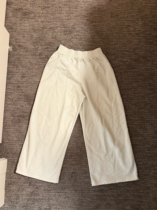 Mango Pants - Wide Leg Elastic Waist Pants in Light Cream